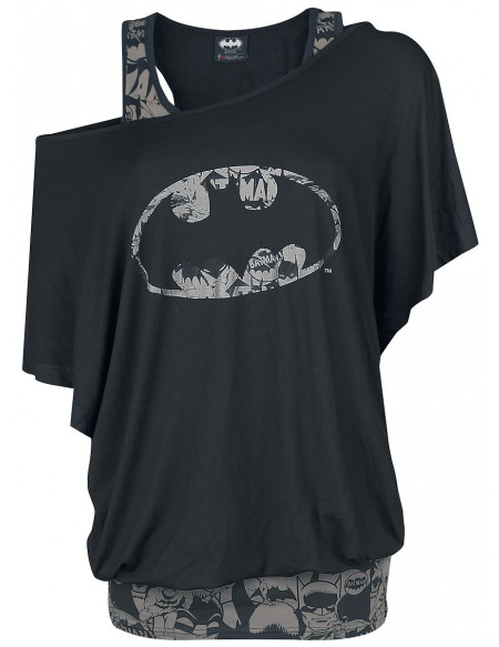 Batman Bat Signal T-shirt Femme noir