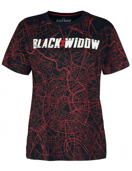 Black Widow City Map T-shirt Femme noir