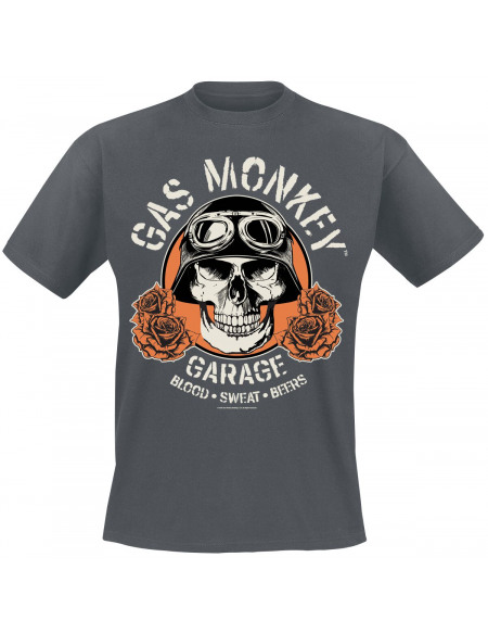 Gas Monkey Garage Skull T-shirt gris sombre chiné