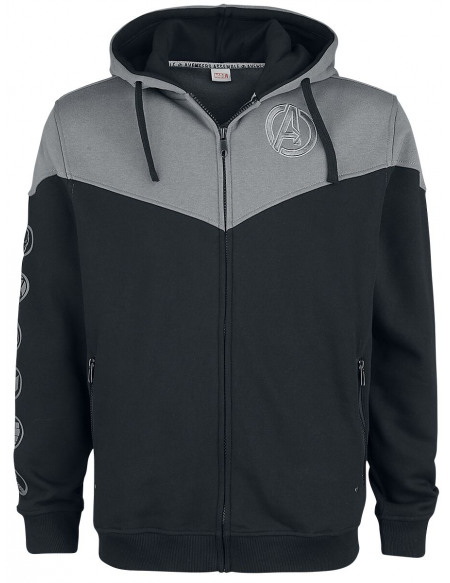 Avengers Logo Avengers Sweat Zippé à Capuche noir/gris foncé