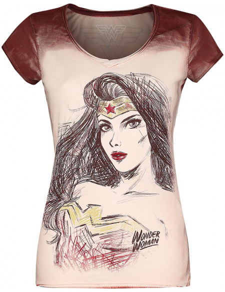 Wonder Woman Dessin T-shirt Femme rouge