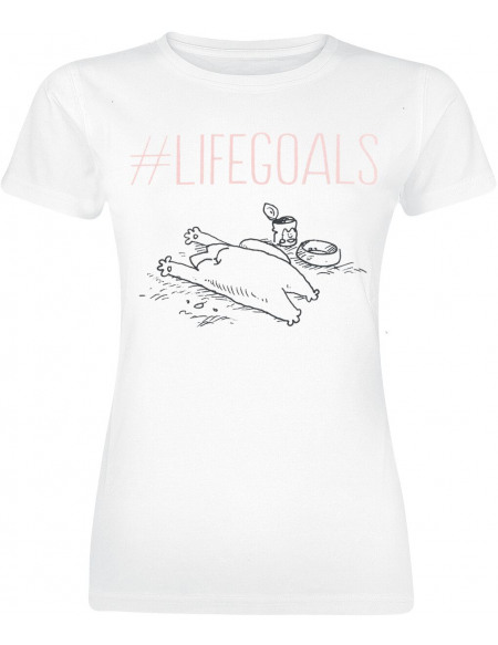 Simon' s Cat #Lifegoals T-shirt Femme blanc