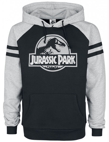 Jurassic Park Logo Argent Sweat à capuche chiné noir/gris