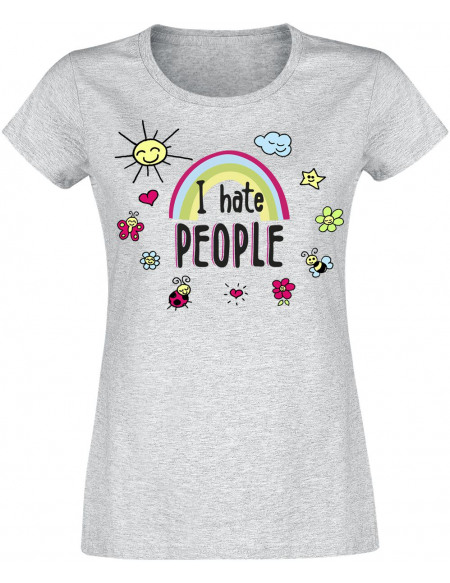I Hate People T-shirt Femme gris chiné