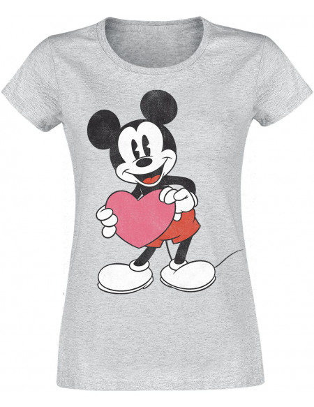 Mickey & Minnie Mouse Heart Gift T-shirt Femme gris chiné