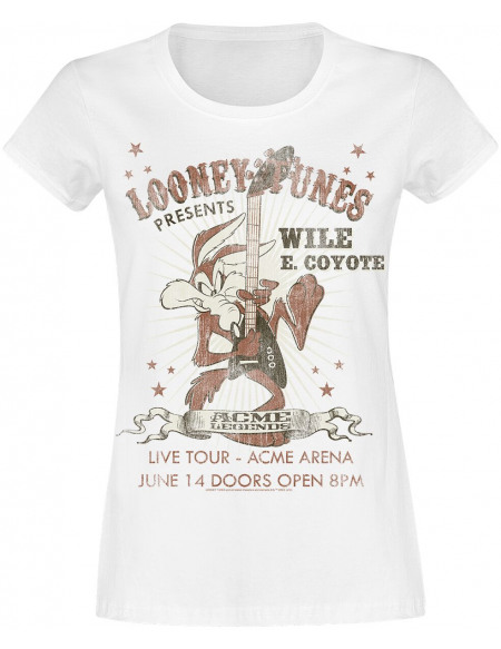 Looney Tunes Wile E Coyote Guitar T-shirt Femme blanc