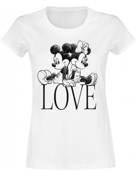 Mickey & Minnie Mouse Love T-shirt Femme blanc