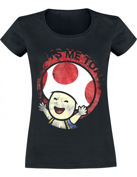 Super Mario Toad - It's Me T-shirt Femme noir