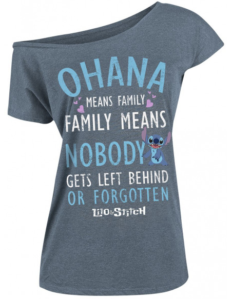 Lilo & Stitch Ohana T-shirt Femme bleu chiné