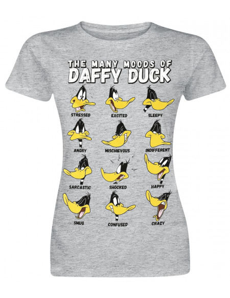 Looney Tunes Many Moods of Daffy T-shirt Femme gris chiné