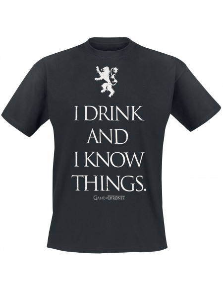 Game Of Thrones I Drink And I Know Things T-shirt noir