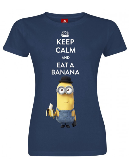 Les Minions Keep Calm And Eat A Banana T-shirt Femme marine