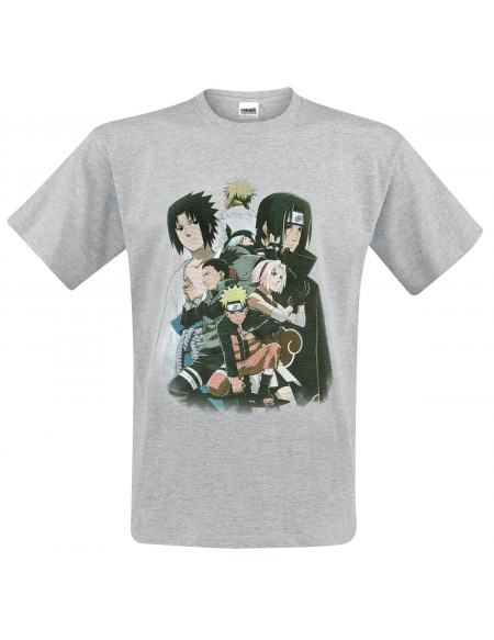 Naruto Naruto Shippuden - Groupe T-shirt gris chiné
