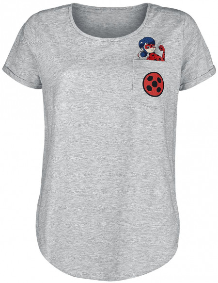 Miraculous, les aventures de Ladybug et Chat Noir Poche Ladybug T-shirt Femme gris clair chiné