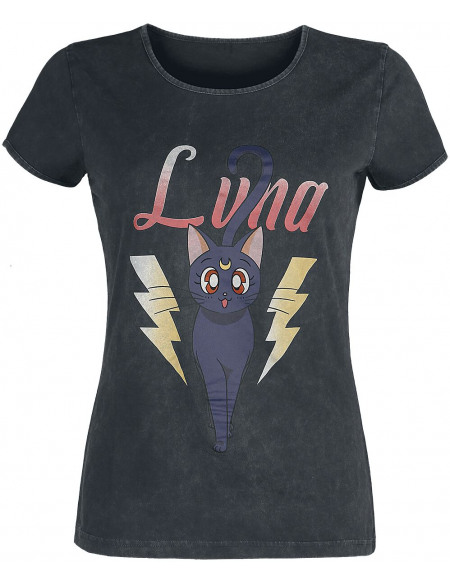 Sailor Moon Luna T-shirt Femme gris/noir