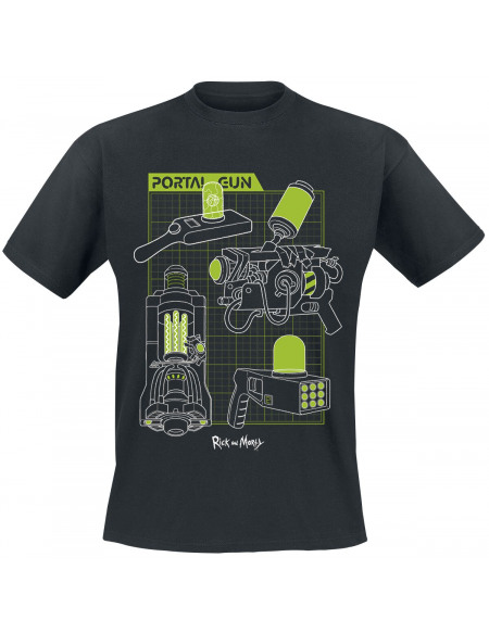 Rick & Morty Portal Gun T-shirt noir