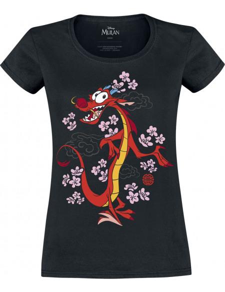 Mulan Mushu T-shirt Femme noir