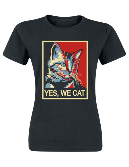 Yes, We Cat T-shirt Femme noir