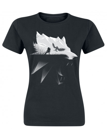 The Witcher Silhouette Loup T-shirt Femme noir