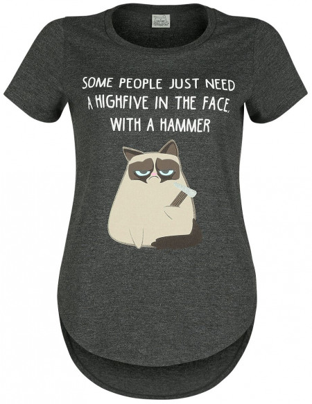 Grumpy Cat Some People Just Need A Highfive T-shirt Femme gris chiné