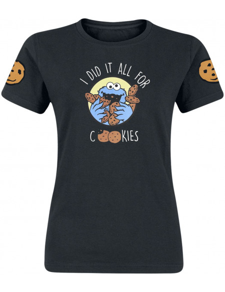 Sesame Street Krümelmonster - Did It All For Cookies T-shirt Femme noir
