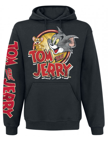 Tom und Jerry Cartoon Logo Sweat à capuche noir