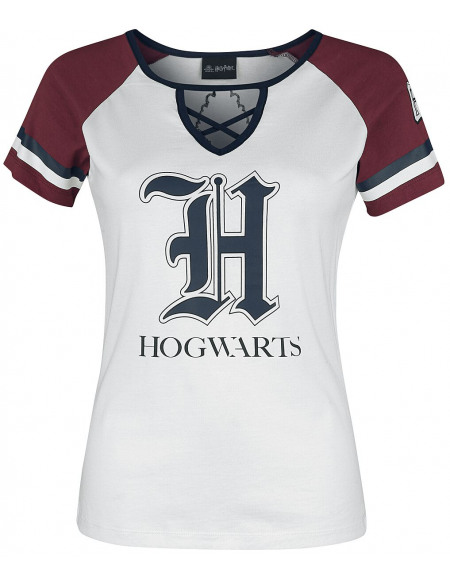 Harry Potter Poudlard T-shirt Femme blanc/rouge foncé