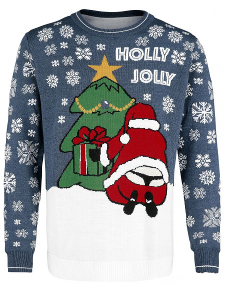 Pull Moche De Noël Holly Jolly Pull tricoté multicolore