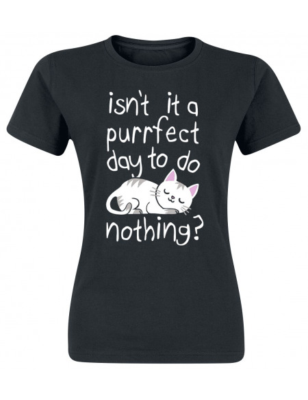 Isn't It A Purrfect Day To Do Nothing? T-shirt Femme noir