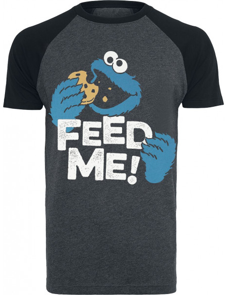 Sesame Street Krümelmonster - Feed Me! T-shirt gris chiné/noir