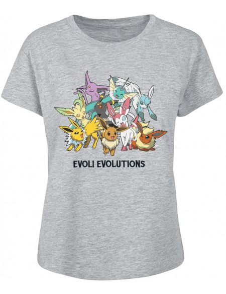 Pokémon Évoli - Évolutions T-shirt Femme gris chiné