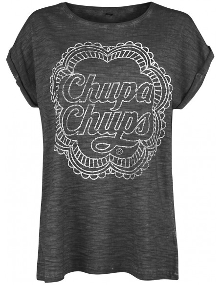 Chupa Chups Logo Grunge T-shirt Femme gris foncé