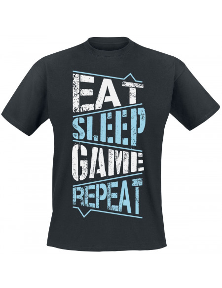Eat Sleep Game Repeat T-shirt noir