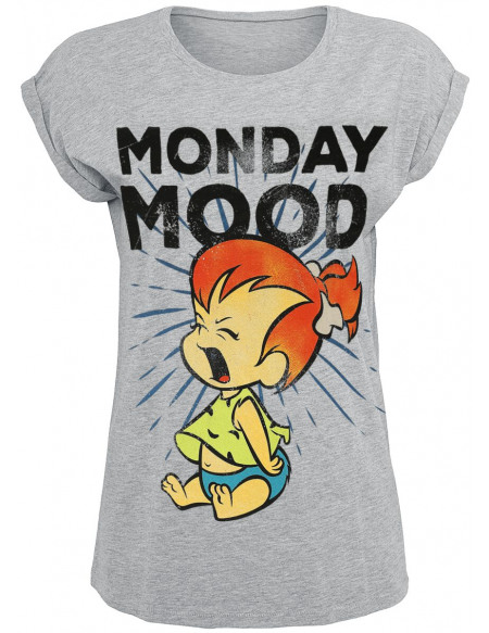 Les Pierrafeu Monday Mood T-shirt Femme gris chiné
