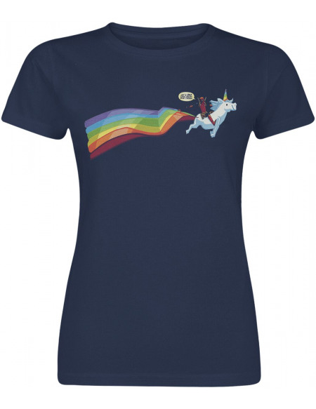 Deadpool Rainbow Unicorn T-shirt Femme bleu