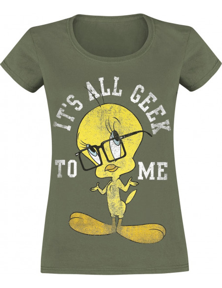 Looney Tunes Titi - It's All Geek To Me T-shirt Femme kaki