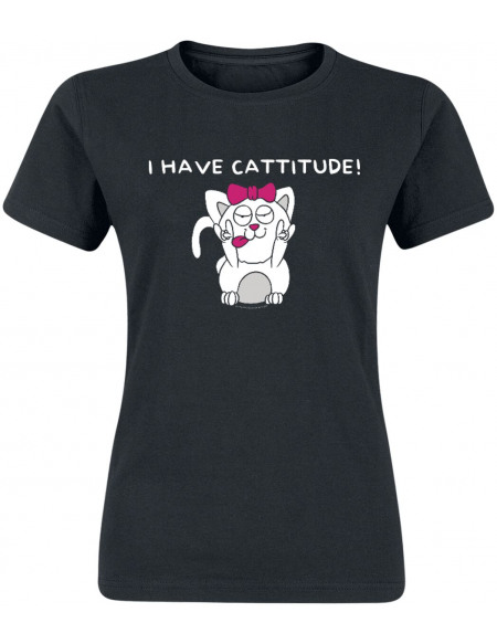 I Have Cattitude! T-shirt Femme noir