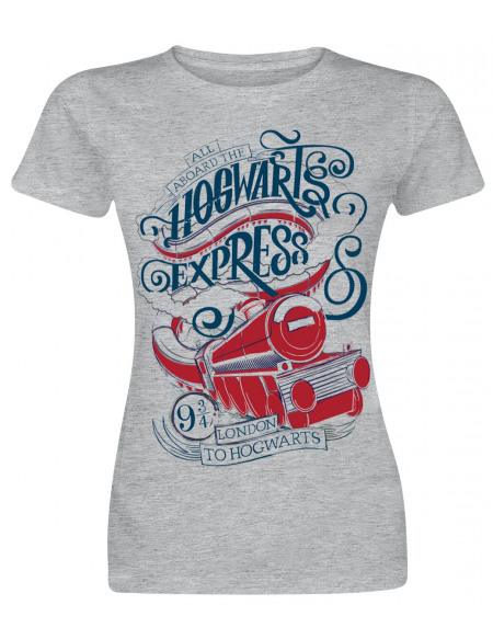 Harry Potter Poudlard Express T-shirt Femme gris clair chiné