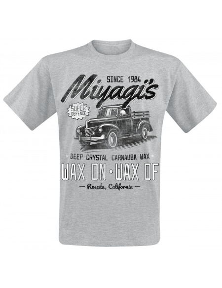 Karate Kid T-Shirt Miyagi's Super Defence Waxing T-shirt gris chiné